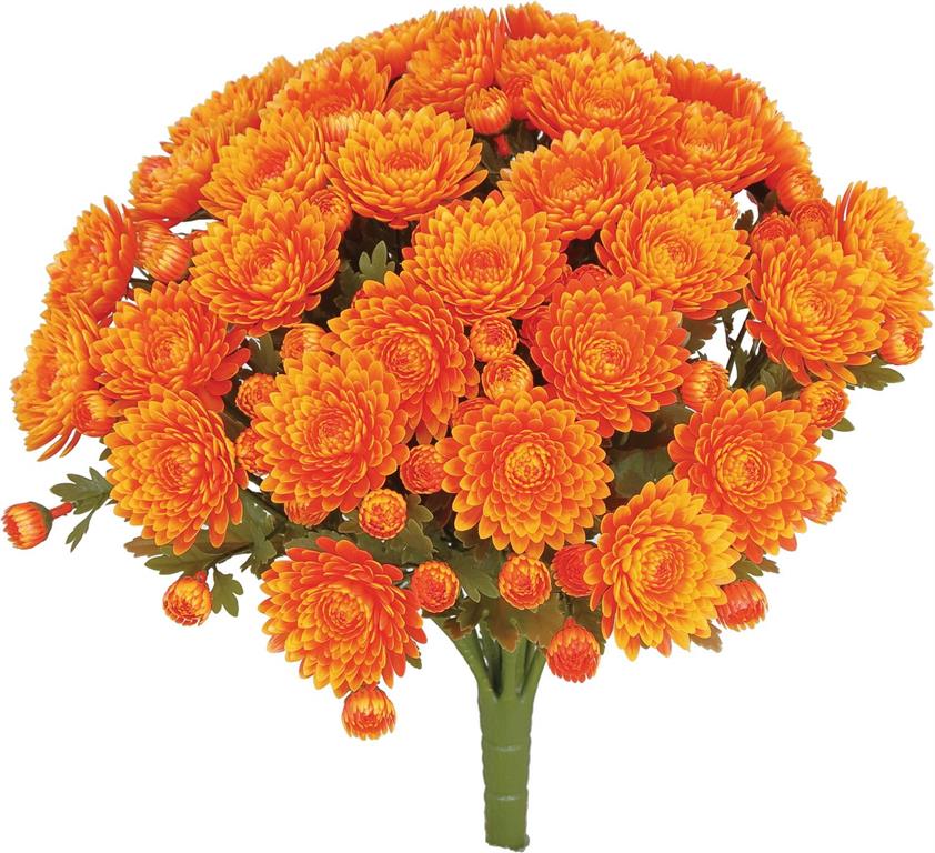 MUM BUSH W/33 BLOOMS & 66 BUDS, UV PROOF, 14.17", FLAME