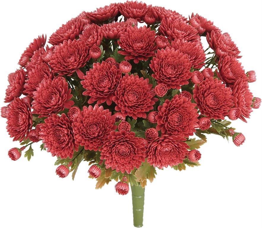 MUM BUSH W/33 BLOOMS & 66 BUDS, UV PROOF, 14.17", RUST