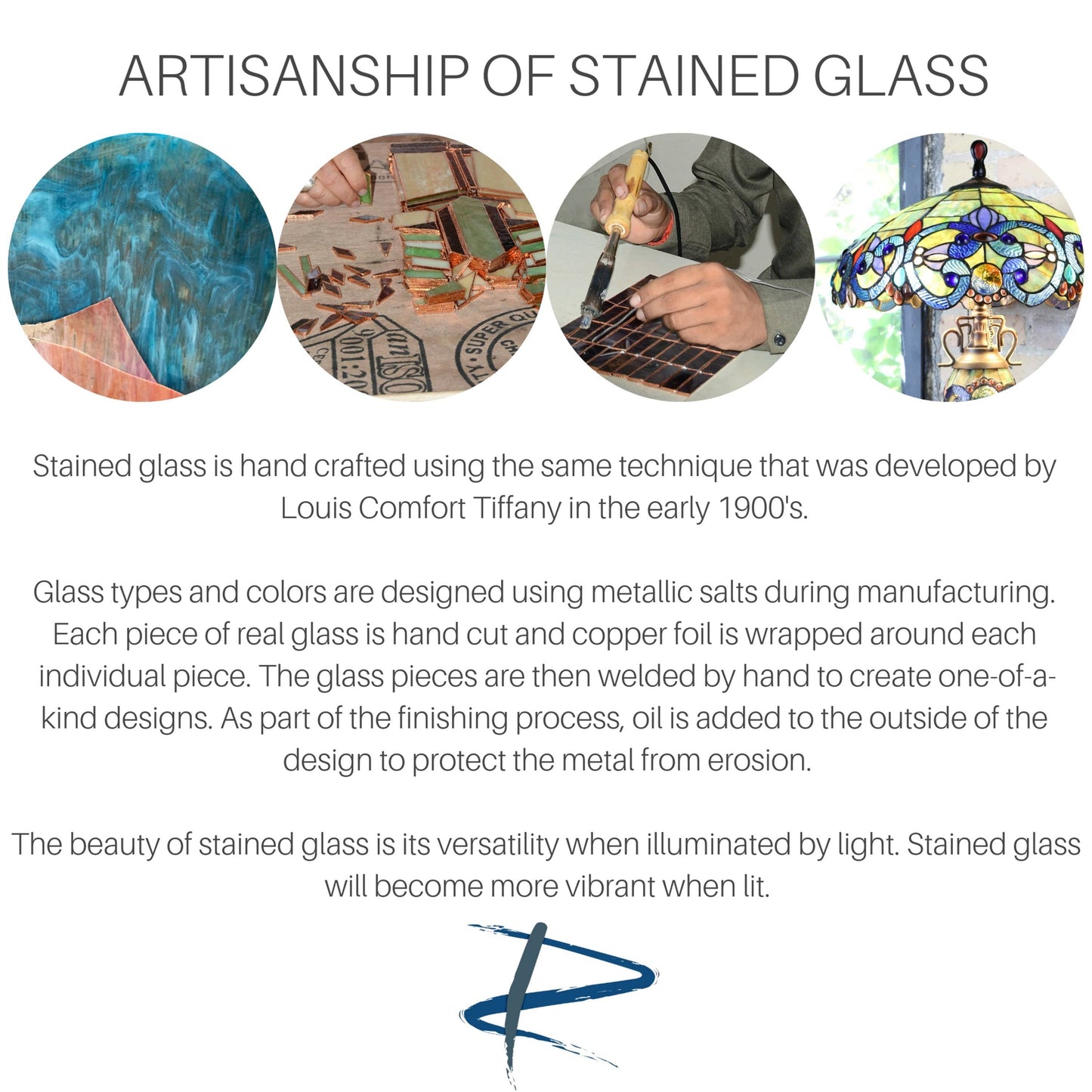 64"H Allistar Blue Stained Glass Floor Lamp