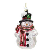 Snowman Ornament 5.25”H Glass