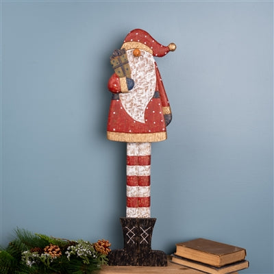 Santa w/Package 30”H Wood