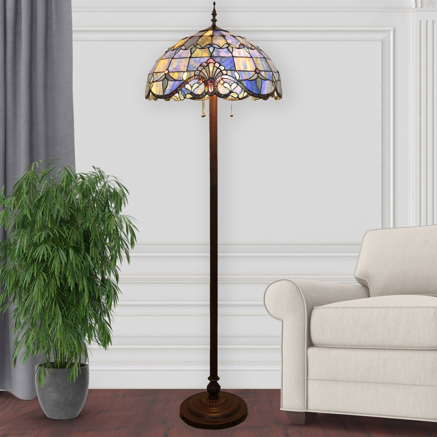 64"H Allistar Blue Stained Glass Floor Lamp