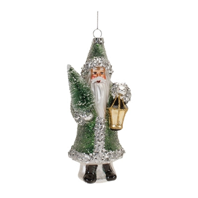 Santa Ornament 6.5”H Glass