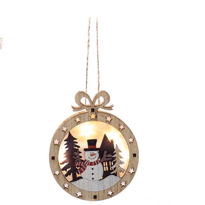 Lght Wd Snowman Orn