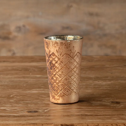 Antique Copper Etched Petite Vase