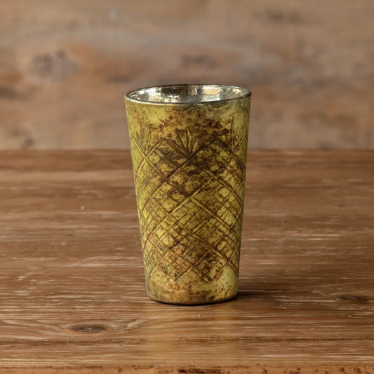 Antique Olive Etched Petite Vase