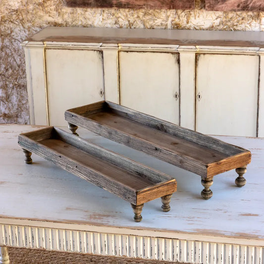 Wooden Serving Trays On Turned Legs