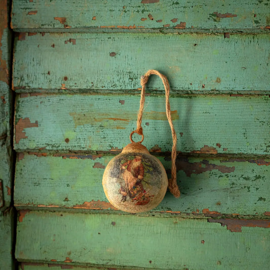 Santa Bearing Gifts 4" Metal Ball Ornament