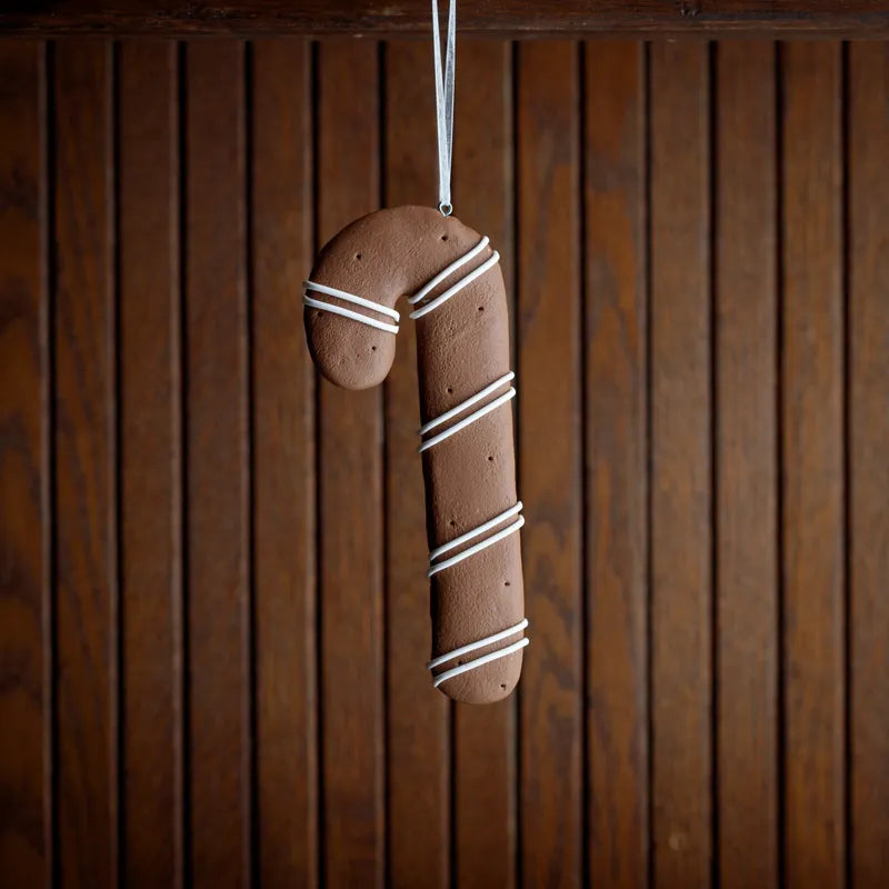 Faux Gingerbread Candy Cane Ornament