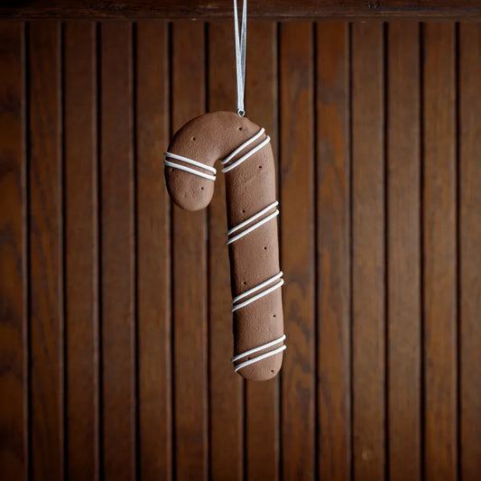 Faux Gingerbread Candy Cane Ornament