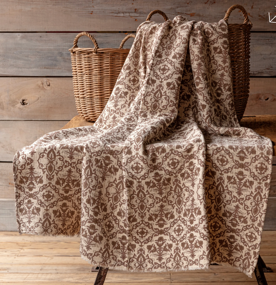 Millet Botanical Print Cotton Throw