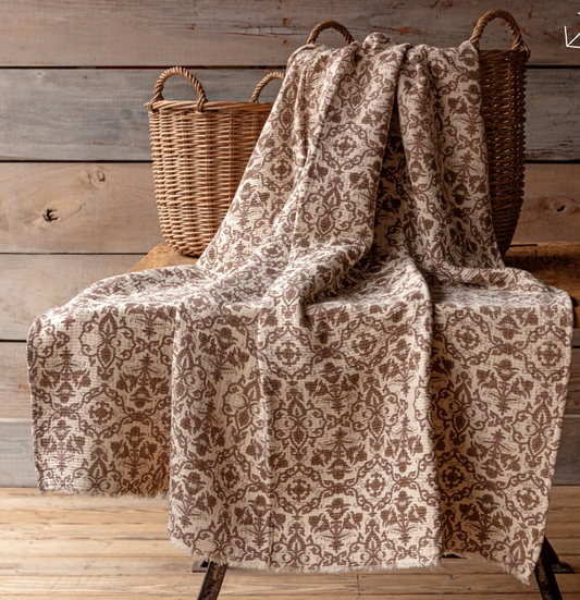 Millet Botanical Print Cotton Throw