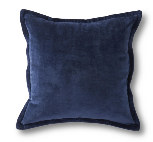 20 Inch Navy Blue Cotton Velvet Pillow