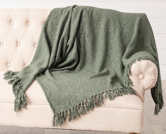 Throw-Boucle, Olive