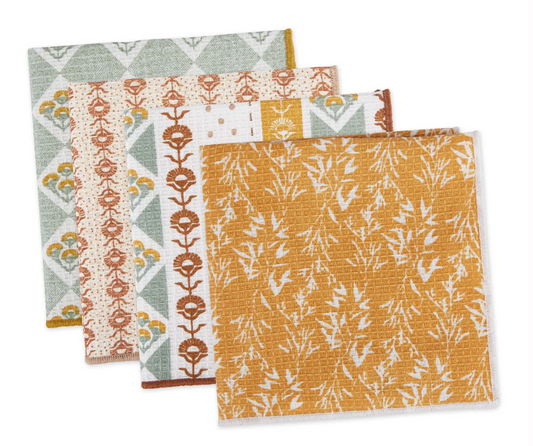 Cozy Days Printed Waffle Dishcloth Set of 4