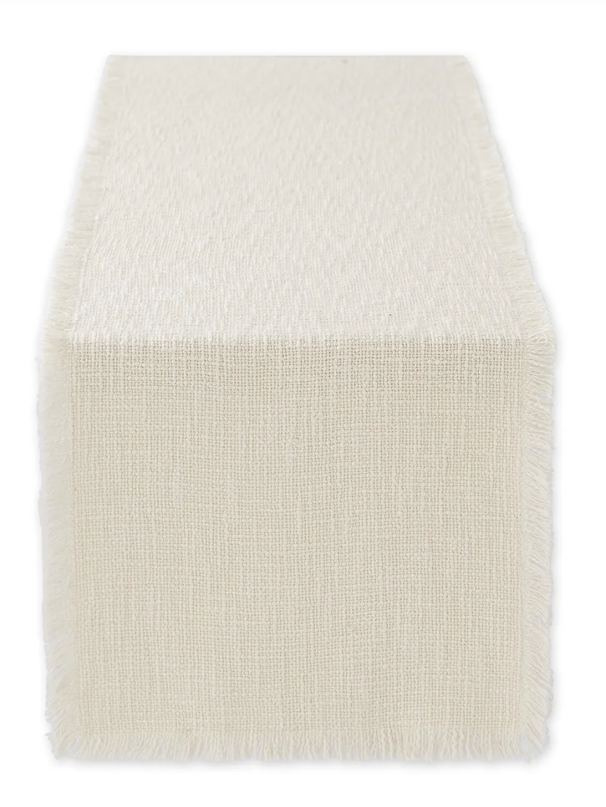 Cream Sugar Basket Fringe Table Runner