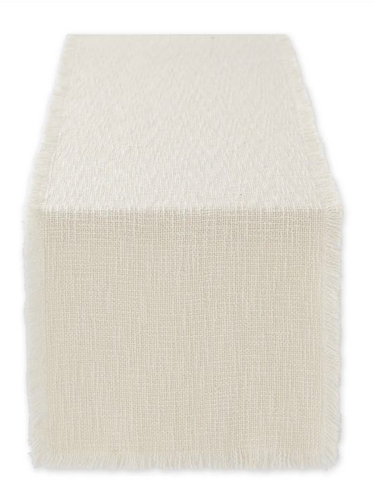 Cream Sugar Basket Fringe Table Runner