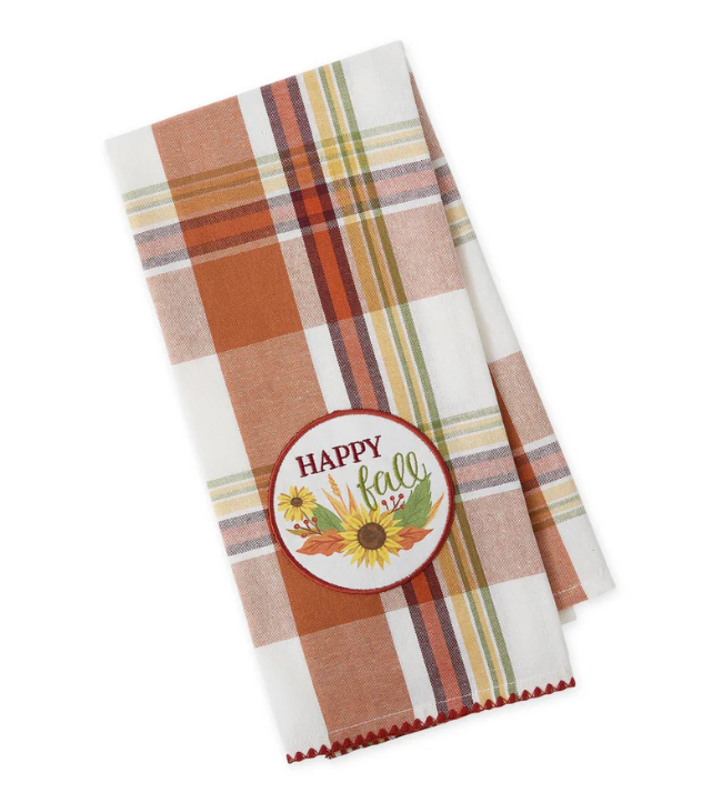 Happy Fall Embellished Dishtowel