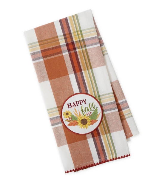 Happy Fall Embellished Dishtowel
