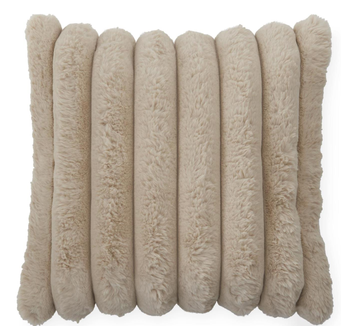 18 Inch Tan Faux Fur Pillow