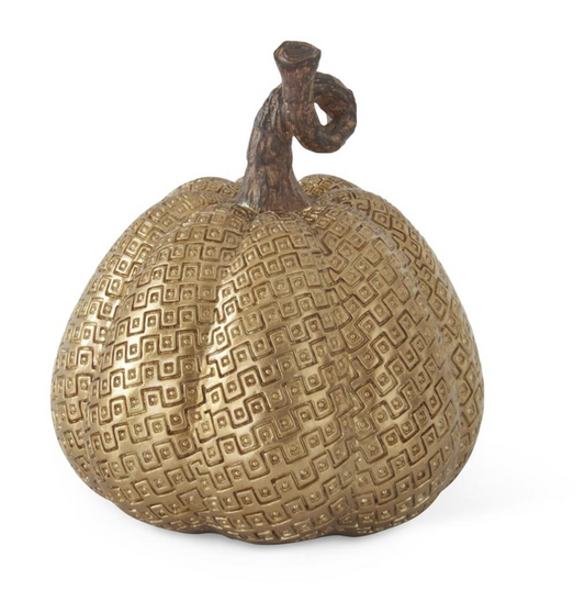 5.25 Inch Gold Resin Maze Embossed Pumpkin