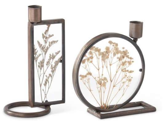 Dried Floral Display Taper Candleholders