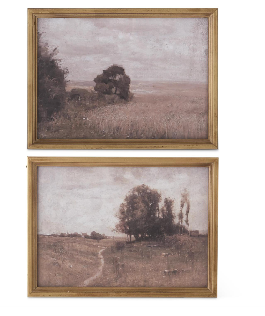 Assorted 15 Inch Light Fir Wood Framed Naturescape Prints (2 Styles)