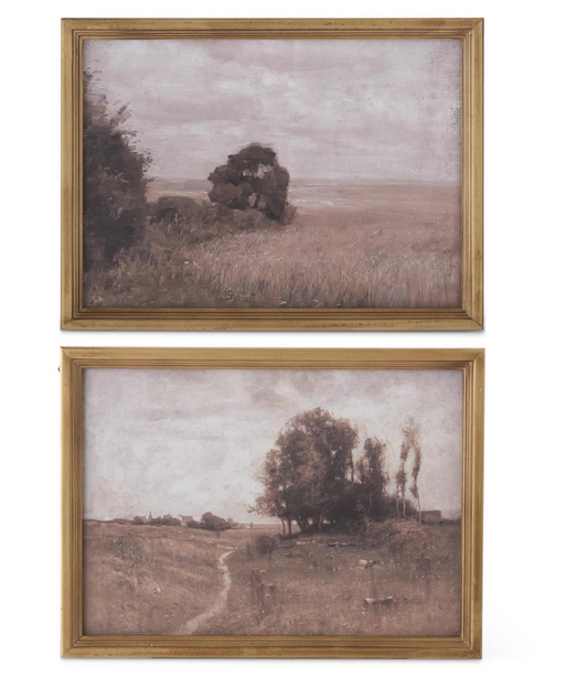 Assorted 15 Inch Light Fir Wood Framed Naturescape Prints (2 Styles)