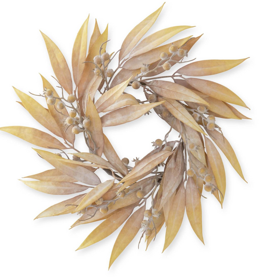 18 Inch Tan Eucalyptus & Rosehip Wreath