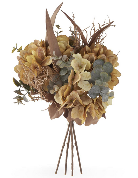 14 Inch Yellow Faux Dried Floral Bundle (4 Stems)