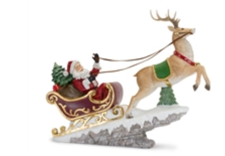 Santa in Sleigh w/Deer Resin