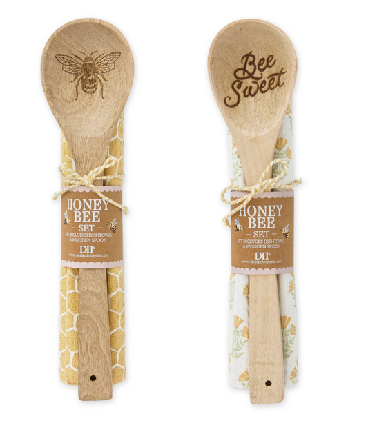 Sweet Bee Dishtowel + Spoon Gift Set Mixed Pack