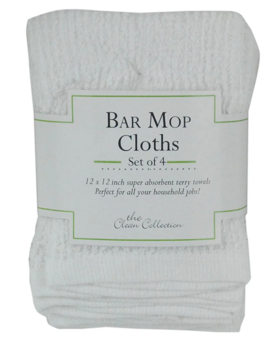 White Terry Bar Mop Dishcloth Set of 4