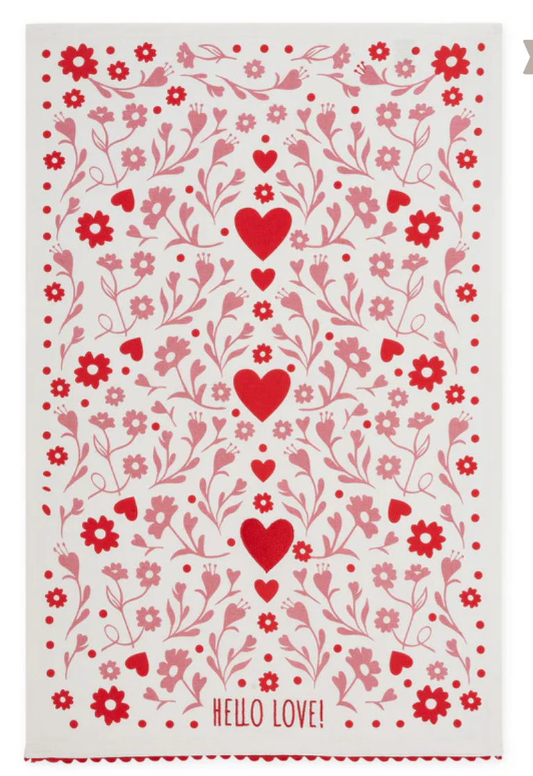 Hello Love Embellished Dishtowel