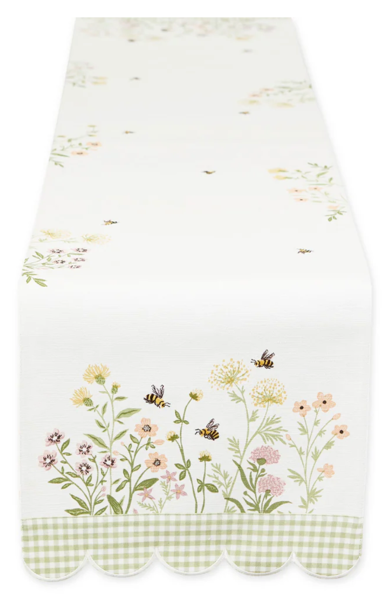 Spring Wildflowers Embellished Table Runner - 14 x 72"