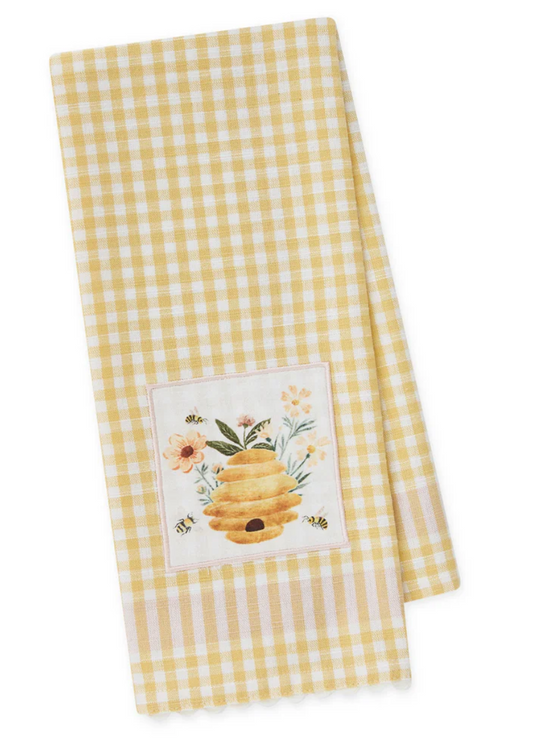 Bee Hive Embellished Dishtowel