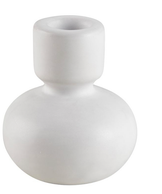 White Round Taper Candleholder - Small