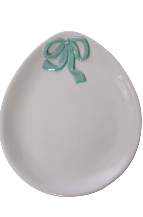 Egg Shaped Plate w/Mint Bow
