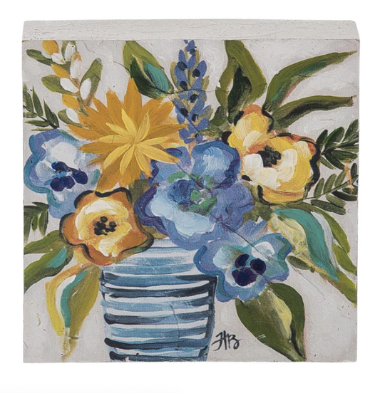 Wood Block Hand Painted Citrus Indigo