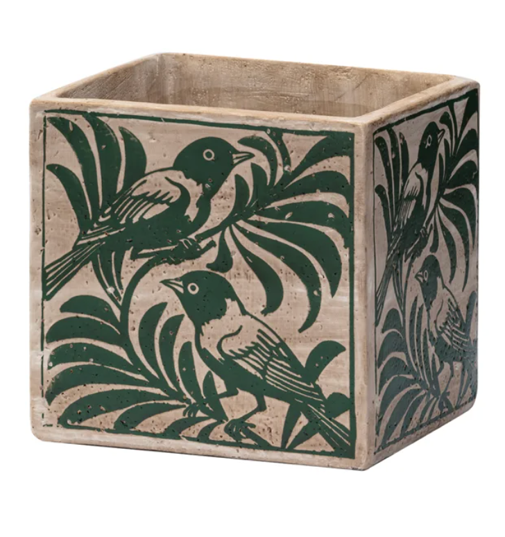 Birds on Branch Square Planter
