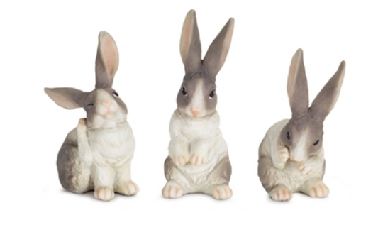 Rabbit (3 Asst) 6.5"H Resin