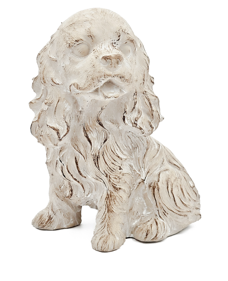 7.5x5.5x8.7" Sitting Cocker Spaniel Figurine with Natural Beige Finish
