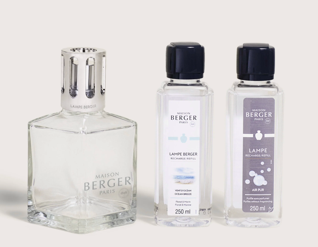 Essential Square Lamp Ritual Starter Kit with Air Pur So Neutral + Ocean Breeze -Maison Berger