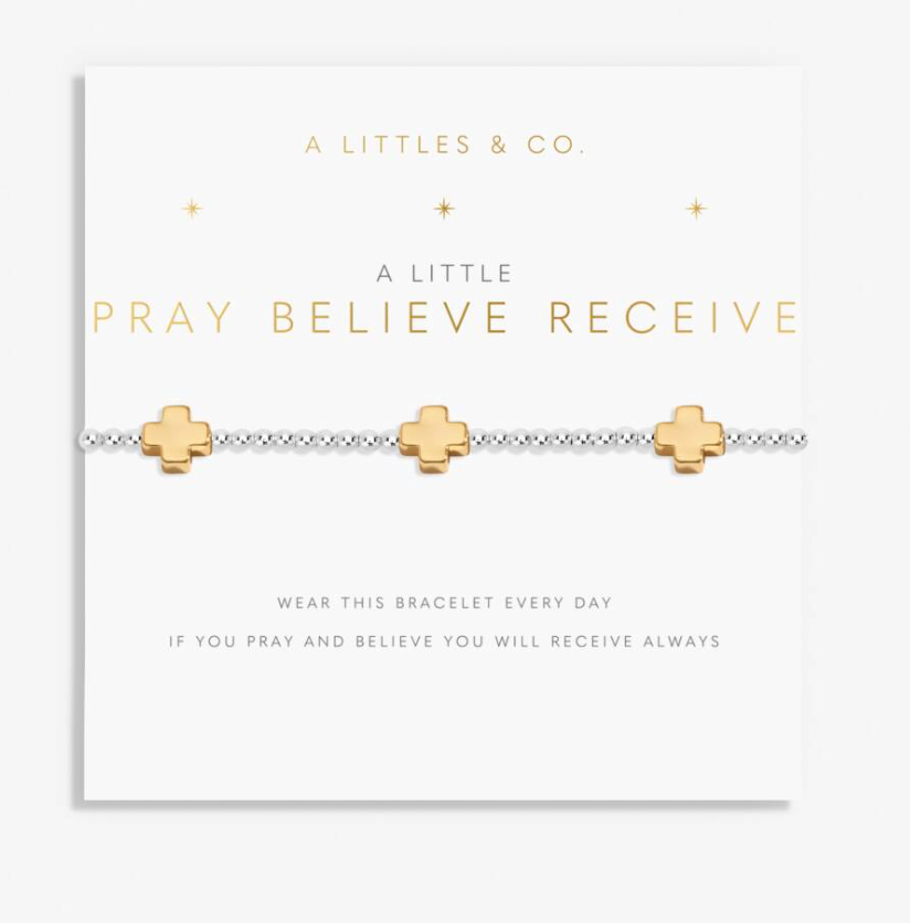 A Little 'Pray Believe Receive' Bracelet In Silver And Gold-Tone Plating