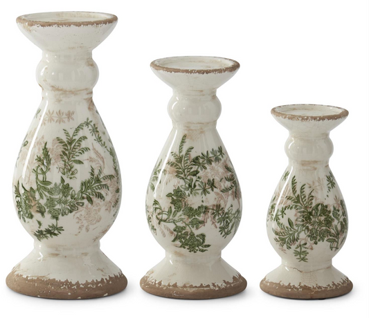 Green & Cream w/Brown Crackled Ceramic Chinoiser