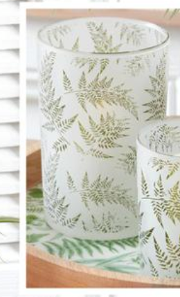 Fern Etched Frosted Glass Votives