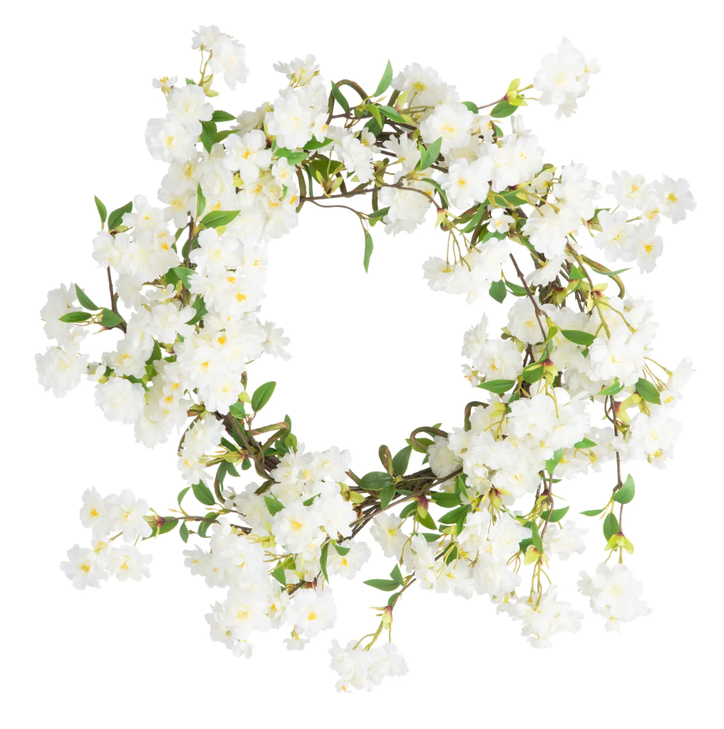 24" WHITE CHERRY WREATH