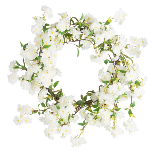 24" WHITE CHERRY WREATH