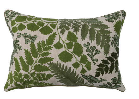 24"L x 16"W Cotton Lumbar Pillow Cover w Embroidery