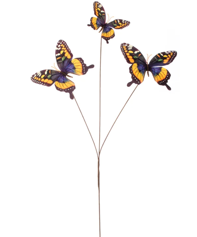 Purple Yellow 3 Butterfly Spray